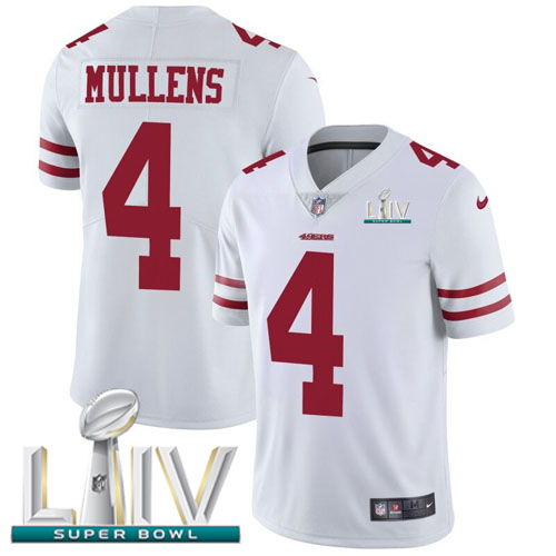 San Francisco 49ers Nike 4 Nick Mullens White Super Bowl LIV 2020 Men Stitched NFL Vapor Untouchable Limited Jersey